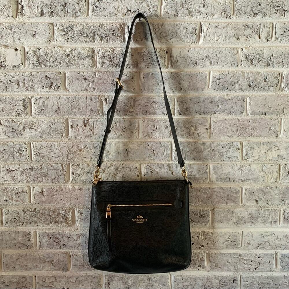 EUC Coach Pebble Leather Mae Crossbody Black with Gold Hardware - Picture 4 of 14